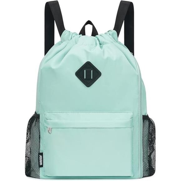 Drawstring Backpack Sports Gym Bag with Shoes Compartment, Water-Resistant - Picture 7 of 7